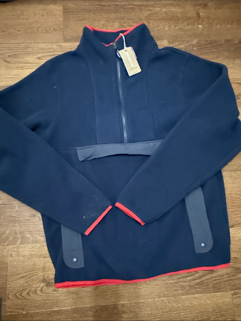 Patagonia Navy Half-Zip Fleece with Red Trim